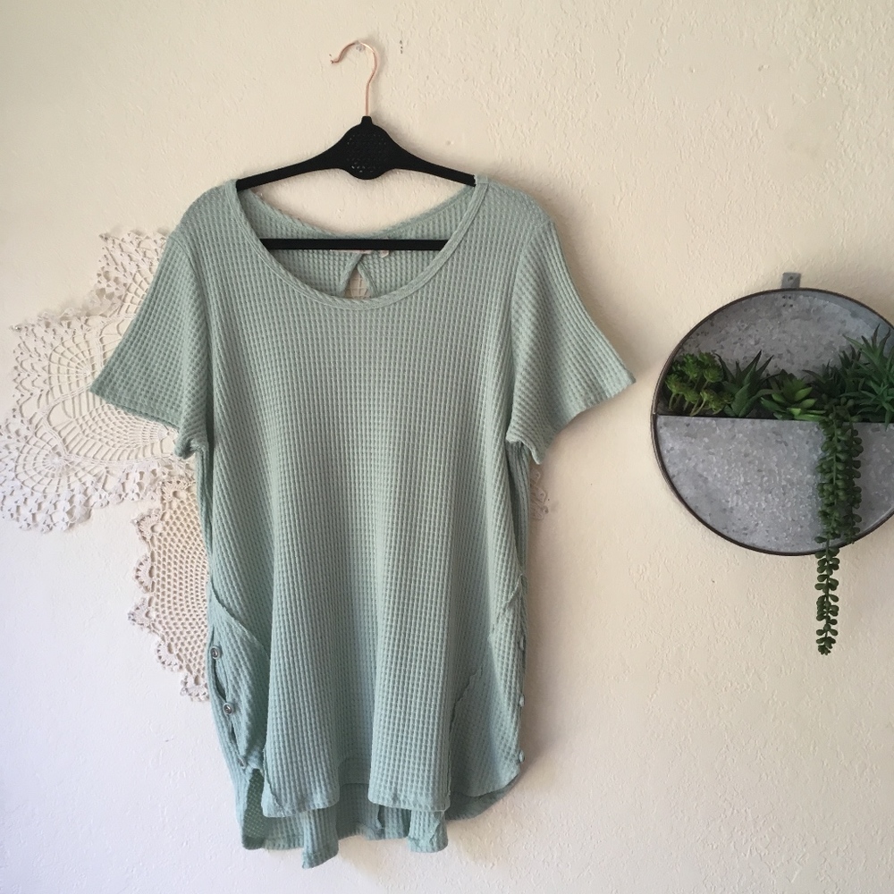 Soft Surroundings Waverly Waffle button tee Mint